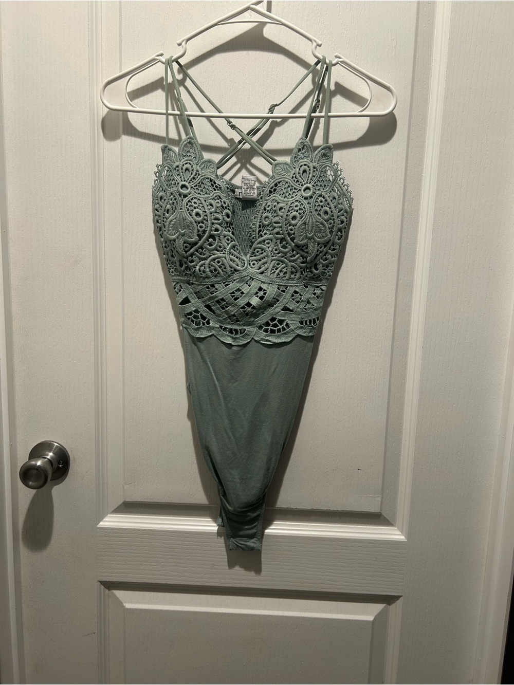 Rue21 Sage Green Lace Strapless Bodysuit Dress